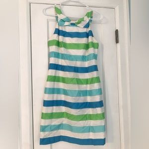 Lilly Pulitzer - Size 2 - Henley Blue and Green Organza Striped Bow Dress